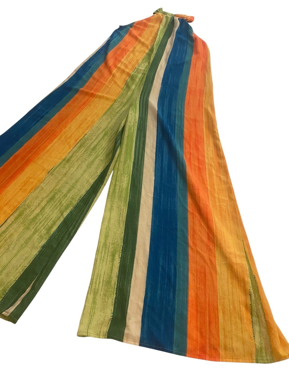 Women’s Rainbow Wide Leg Jumpsuit Peep Hole Back Vibrant Sleeveless size S - Picture 8 of 16